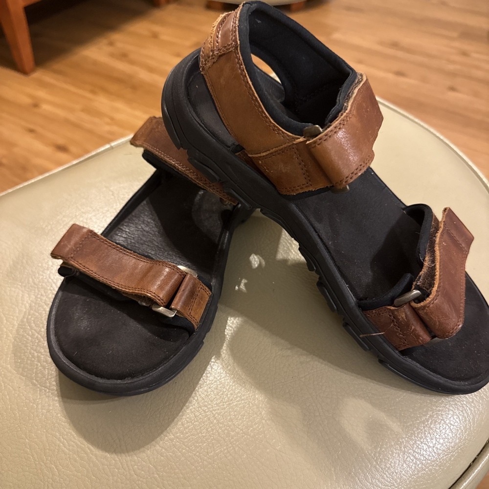 Timberland SensorFlex Brown Leather Sandals Men's‎ Size 9 Hook Loop Comfort - Picture 3 of 8